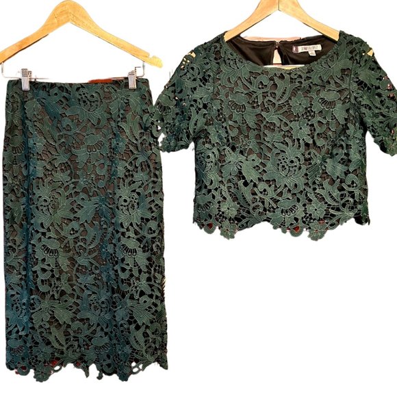 Jennifer Lopez Dresses & Skirts - Elegant Forest Green Skirt Set by Jennifer Lopez Size 4 Perfect for Party